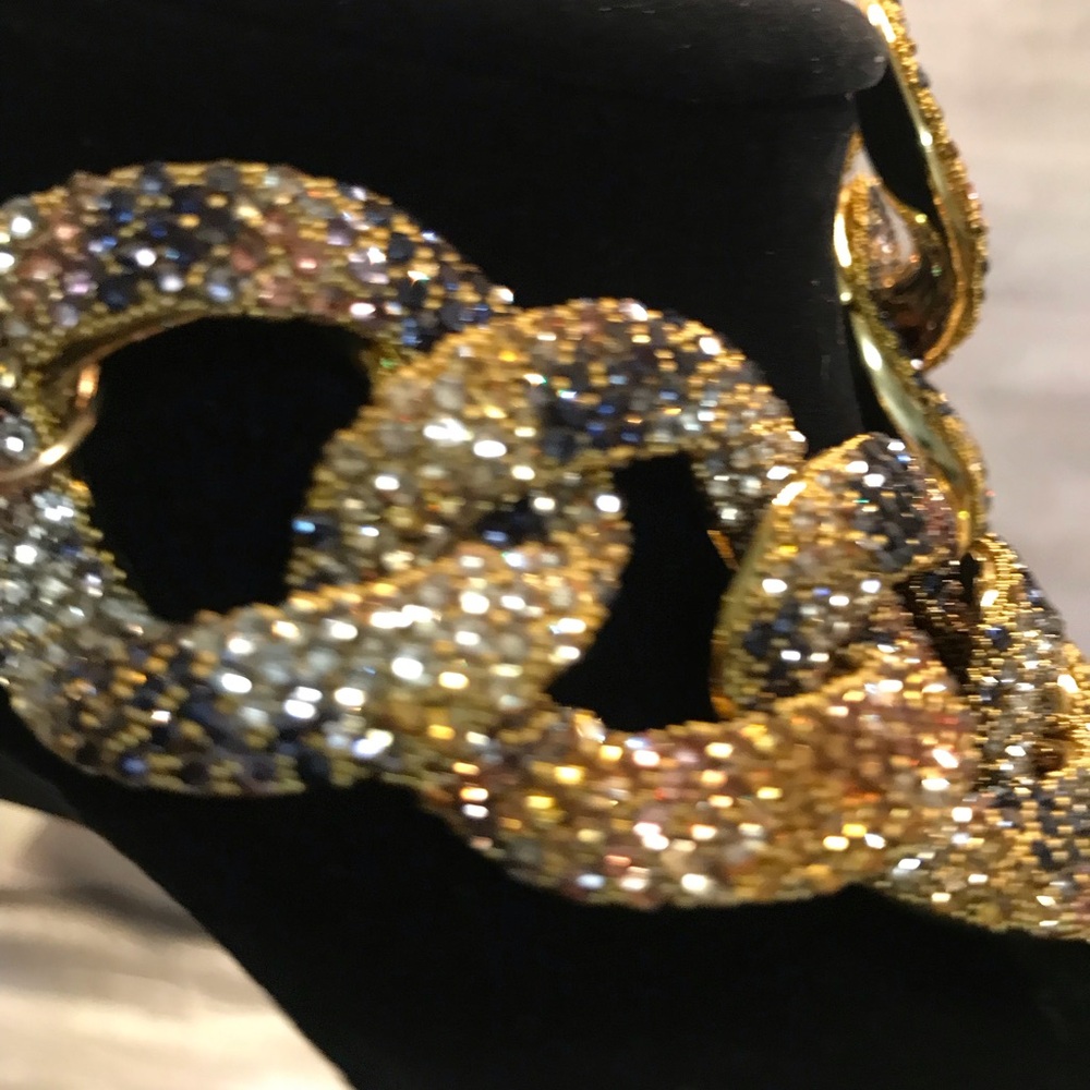 Gold and Black Statement Necklace and Earring Set - Picture 5 of 16